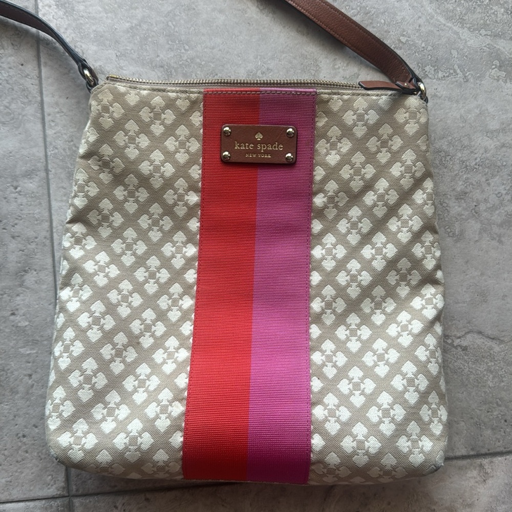 Kate Spade Classic Victoria Red & Pink stripe
Signature Canvas Crossbody Handbag